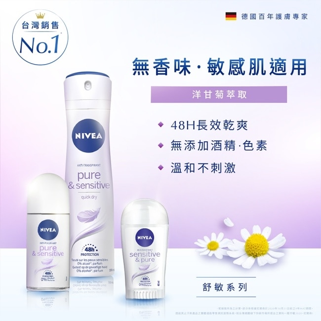 妮維雅止汗爽身乳液 舒敏系列50ml