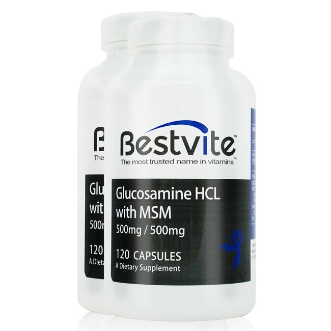 【美國BestVite】必賜力葡萄糖胺+MSM膠囊2瓶組 (120顆*2瓶)