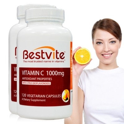 Bestvite 必賜力 【美國Bestvite】必賜力維生素C1000 (維他命C1000) 膠囊 2瓶組 (120顆*2瓶)