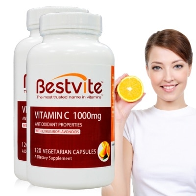 Bestvite 必賜力 【美國Bestvite】必賜力維生素C1000 (維他命C1000) 膠囊 2瓶組 (120顆*2瓶)
