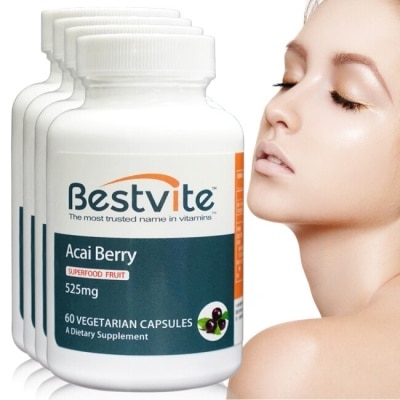 BESTVITE 【美國BestVite】必賜力高濃縮巴西莓膠囊4瓶組 (60顆*4瓶)