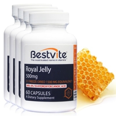 BESTVITE 【美國BestVite】必賜力天然高濃縮蜂王乳膠囊4瓶組 (60顆*4瓶)