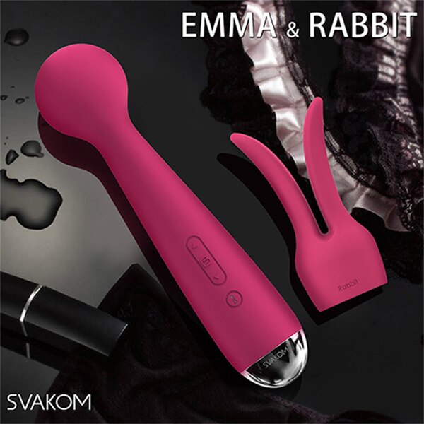 美國SVAKOM Emma 艾瑪 (獨特加熱鍵) 智能模式 震動棒 搭配頭套 櫻桃紅