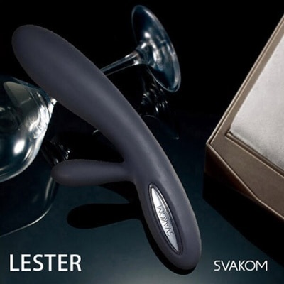 SVAKOM 美國SVAKOM Lester 萊斯特 (加熱鍵)雙重功能8頻防水按摩棒 經典黑