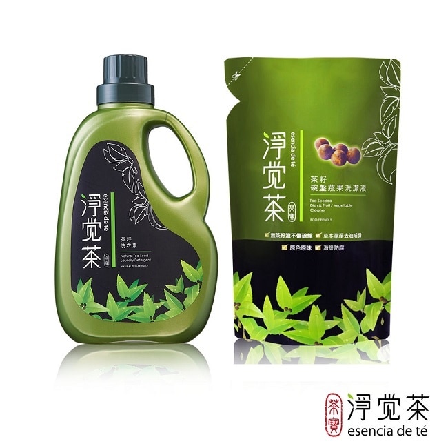 茶寶淨覺茶 天然茶籽洗衣素2件超值組(瓶+包)