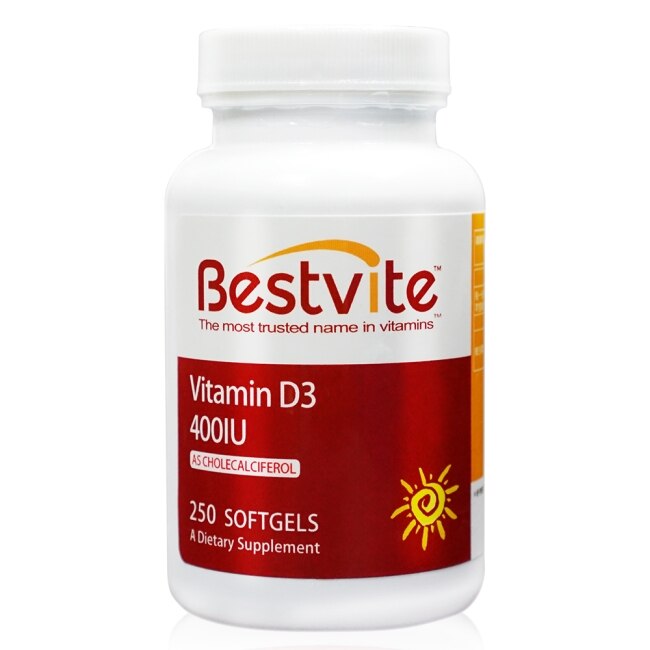 Bestvite 【美國bestvite】必賜力維生素d3 (維他命d3) 400 Iu膠囊2瓶組 (250顆*2瓶)