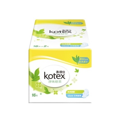 KOTEX靠得住 靠得住純白体驗淨味綠茶日用超薄23cm 16片2包
