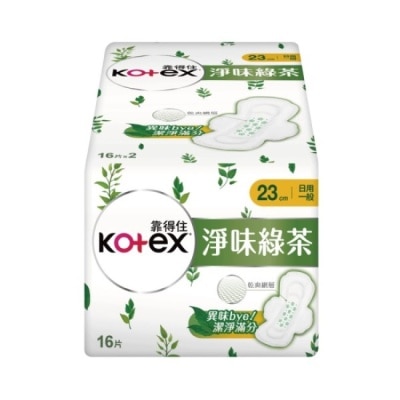 KOTEX靠得住 靠得住淨味綠茶日用超薄23cm 16片2包