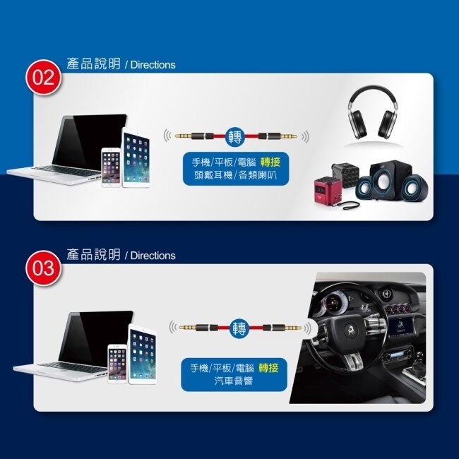 E-books X21鋁製AUX音源傳輸線公對公3.5mm-60cm