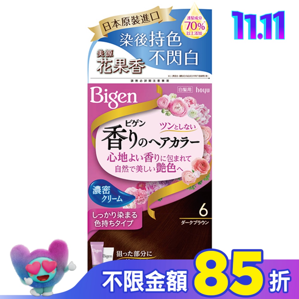 BIGEN美源 美源 花果香快速染髮霜 6暗棕色 (40g+40g)