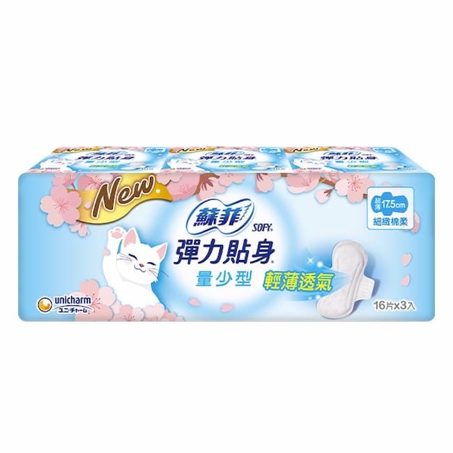 蘇菲彈力貼身日用量少潔翼16片3包