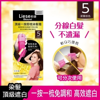 莉婕Liese - 莉婕頂級一按即梳染髮霜 5深栗棕色40g+40g image