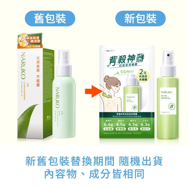 NARUKO茶樹神奇抗痘美背噴霧100ml【背痘肌必備】
