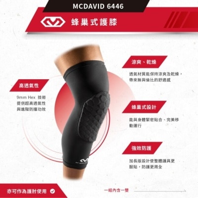 McDavid麥大衛 McDavid [6446] 蜂巢式長護膝-黑XL(一組2件)