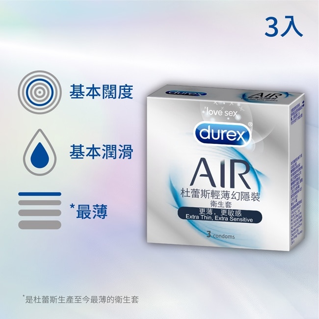 杜蕾斯輕薄幻隱裝衛生套 3入裝