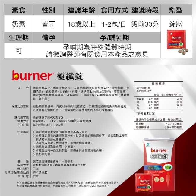 船井burner倍熱極纖錠60顆(林心如、專科醫師共同推薦-衛福部核准健康食品)