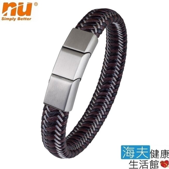 【恩悠數位x海夫】NU 鈦鍺能量精品 愛琴海手圈-4a/4b(男款_黑銀4a)