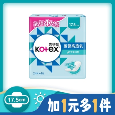 KOTEX靠得住 靠得住蘆薈高透氧護墊加長型無香24片4包