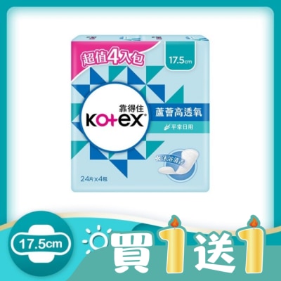 KOTEX靠得住 - 靠得住蘆薈高透氧護墊加長香氛24片X4包