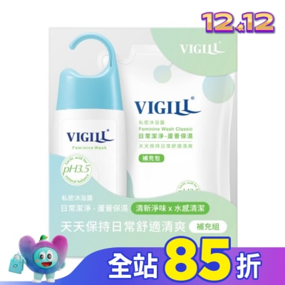 婦潔VIGILL 婦潔 私密守護補充組-日常潔淨-日常潔淨220ml x1 補充包180ml x1