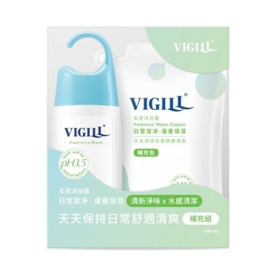 婦潔VIGILL 婦潔 私密守護補充組-日常潔淨-日常潔淨220ml x1 補充包180ml x1