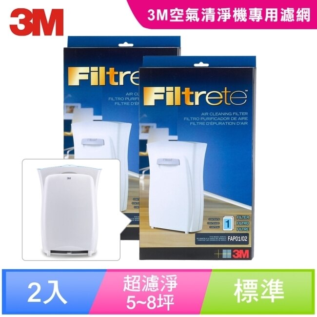 3M 淨呼吸空氣清靜機超濾淨型專用濾網-5坪8坪適用 (超值2入組)