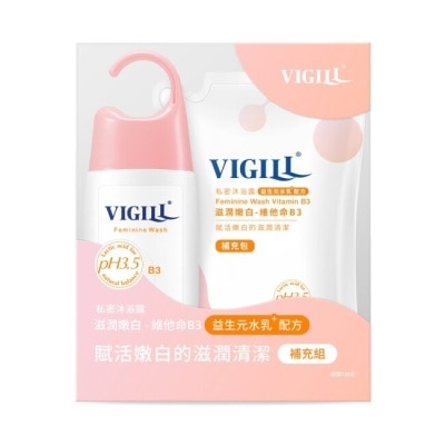 婦潔VIGILL 婦潔私密守護補充組-(滋潤嫩白220ml*1+滋潤嫩白補充包180ml*1)