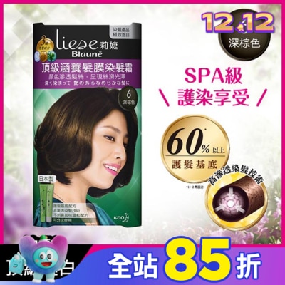 莉婕Liese 莉婕頂級涵養髮膜染髮霜 6深棕色 (40G+40ML)
