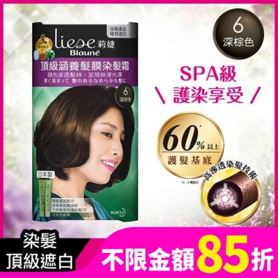 莉婕Liese 莉婕頂級涵養髮膜染髮霜 6深棕色 (40G+40ML)