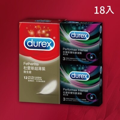 durex 杜蕾斯 杜蕾斯超薄12入+雙悅愛潮6入超值組
