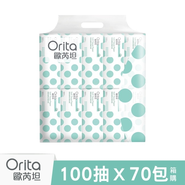 歐芮坦細柔抽取式衛生紙100抽10包入-7串/箱-箱購