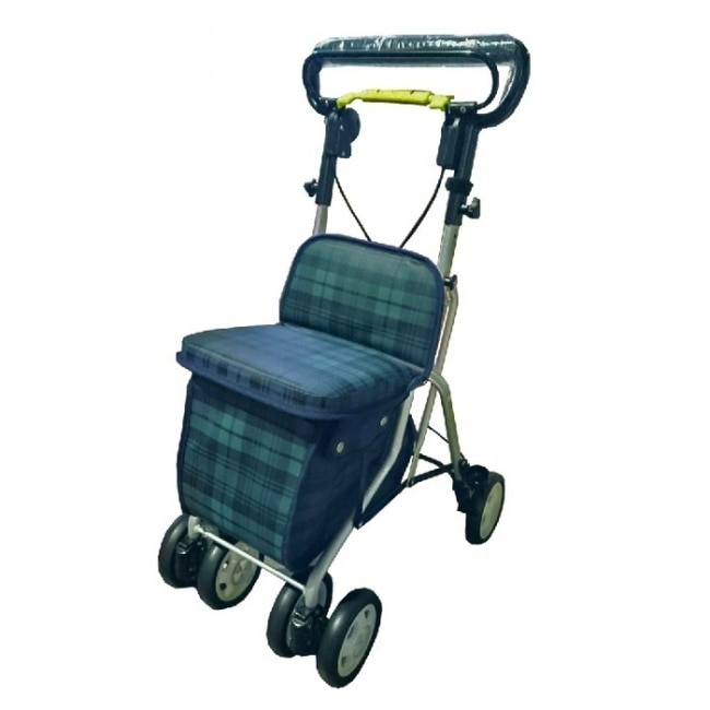 【海夫】輕巧購物助行車 (綠格紋)