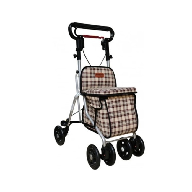 【海夫】輕巧購物助行車_黃格紋