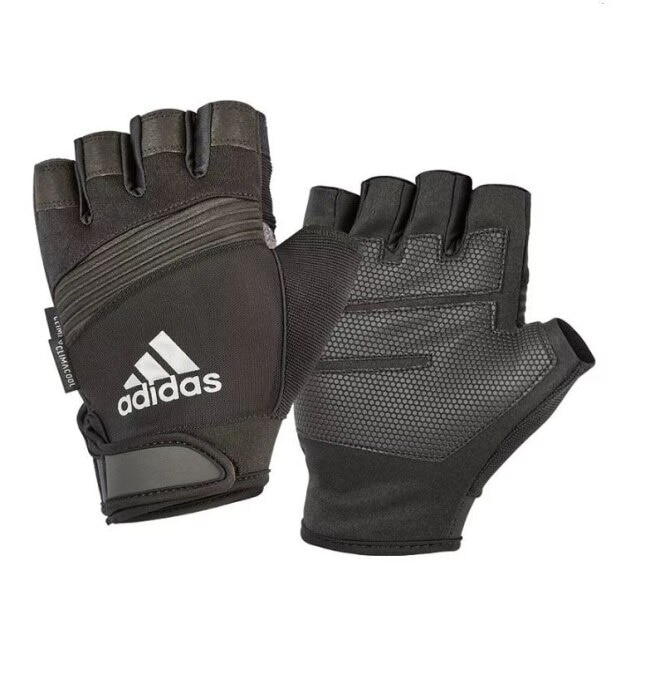 Adidas 防滑短指手套(格調灰)-M