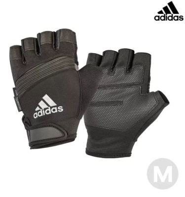 Adidas運動配件 Adidas 防滑短指手套(格調灰)-M