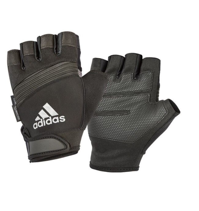 Adidas運動配件 Adidas 防滑短指手套(格調灰)-L