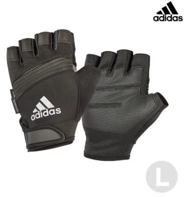 Adidas運動配件 Adidas 防滑短指手套(格調灰)-L