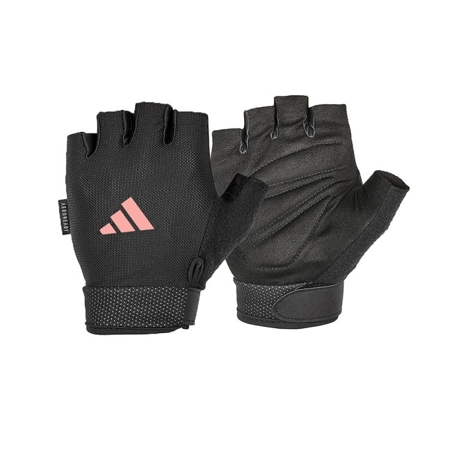 Adidas 可調式透氣短指訓練手套(粉)-M