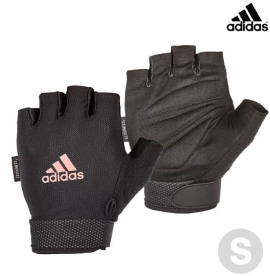 Adidas運動配件 Adidas 可調式透氣短指訓練手套(粉)-S
