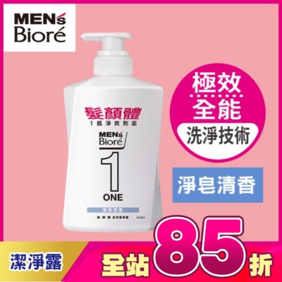MEN'S Biore 花王男性 - MENS Biore ONE 髮顏體全效潔淨露-淨皂清香 480ml
