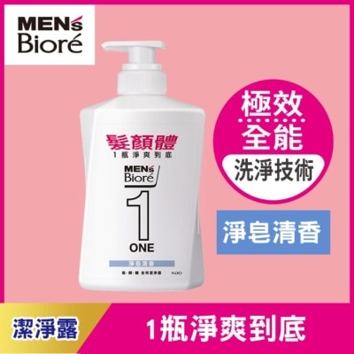 MEN'S BIORE 花王男性 MENS Biore ONE 髮顏體全效潔淨露-淨皂清香 480ml