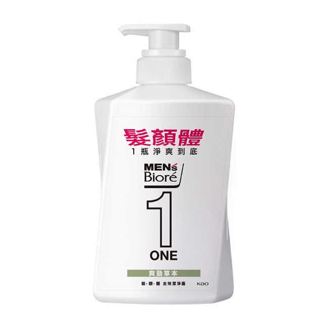 MENS Biore ONE 髮顏體全效潔淨露-爽勁草本 480ml