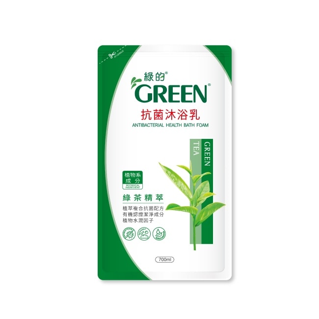 綠的抗菌沐浴乳綠茶精油-補充包700ml-箱購 image