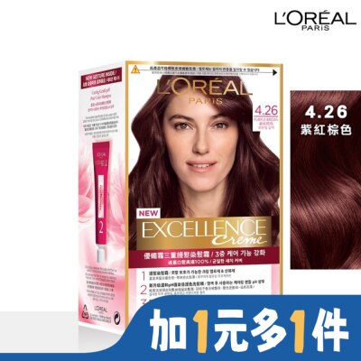 L`OREAL PARIS 巴黎萊雅 巴黎萊雅優媚霜三重護髮染髮霜 4.26 紫紅棕色 (172g)