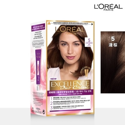 L`OREAL PARIS 巴黎萊雅 巴黎萊雅優媚霜三重護髮雙管染髮霜 5 淺棕 (148g)