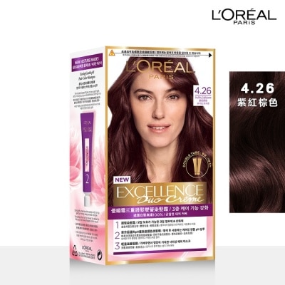 LOREAL 巴黎萊雅優媚霜三重護髮雙管染髮霜 4.26 紫紅棕色