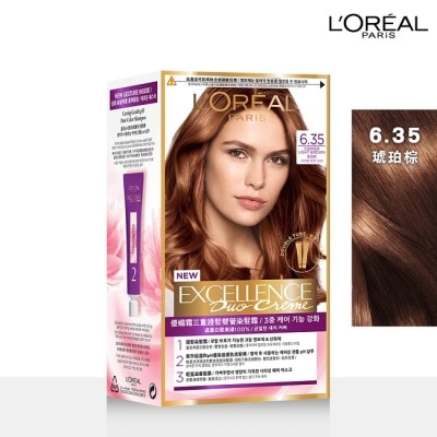 LOREAL 巴黎萊雅優媚霜三重護髮雙管染髮霜 6.35 琥珀棕