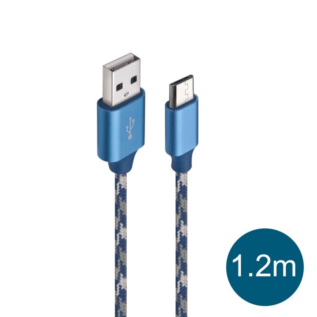 RASTO RX2 Micro USB 鋁製迷彩充電傳輸線1.2M-藍