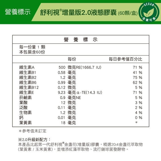 舒利視增量版2.0液態膠囊60顆