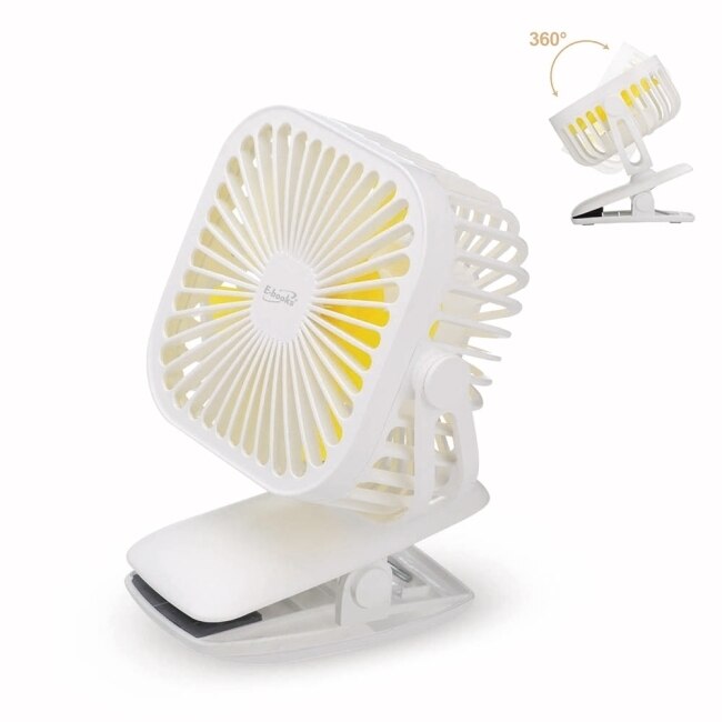 E-books K27 夾式360度任意轉充電風扇-白